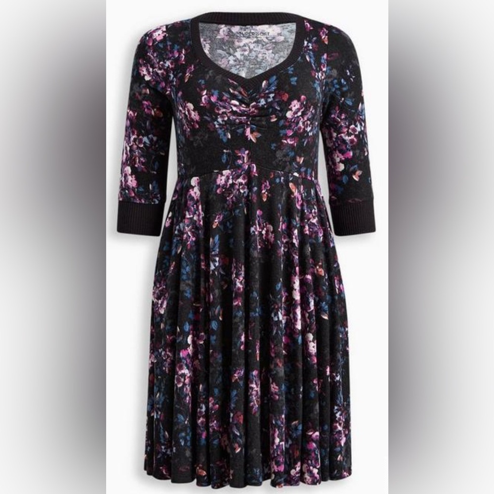 Torrid Floral Black and Purple Dress